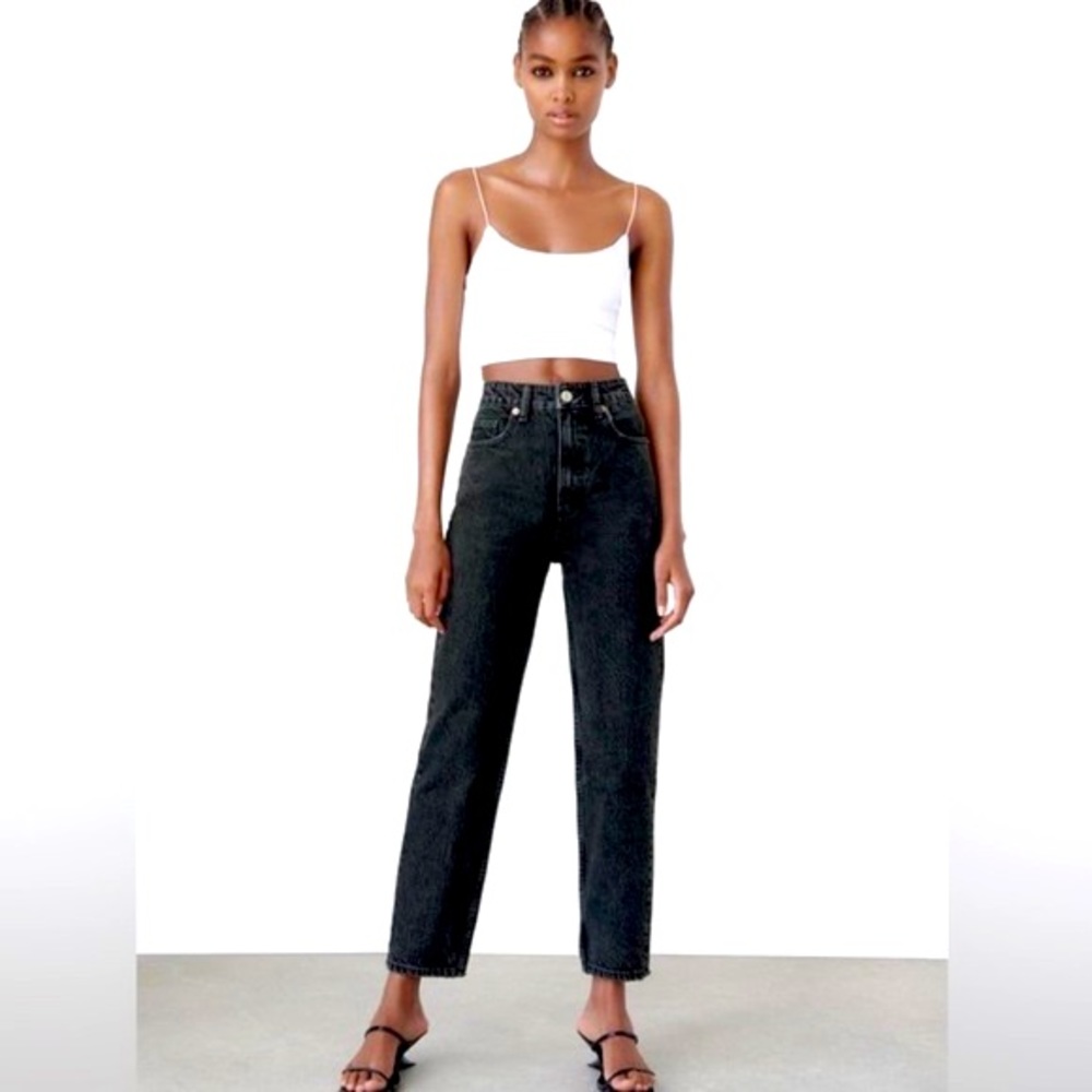 Zara Black Straight Leg Ankle Jeans